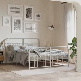 vidaXL Estrutura de cama com cabeceira e pés 150x200 cm metal branco