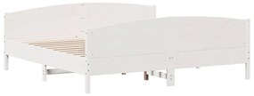 Cama sem colchão 180x200 cm madeira de pinho maciça branco