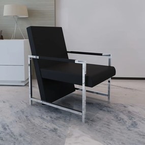 vidaXL Poltrona com pés cromados couro artificial preto