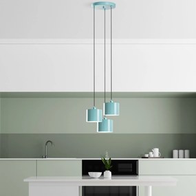 Chandelier Duz – Turquesa – Diâmetro 45 cm, Altura Total 75 - 110 cm
