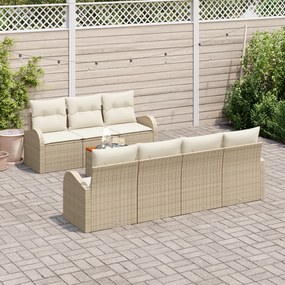 Conjunto de Sofás de Jardim vidaXL de 8 Peças com Almofadas Bege Polir