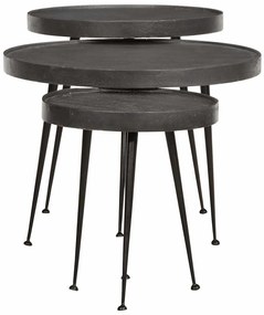 Mesas de centro 3 pcs derivados de madeira preto