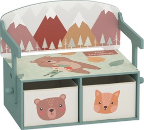 AIYAPLAY Conjunto Infantil Mesa e Cadeira, Arca 3 em 1 com 2 Gavetas em Tecido, Presente para Meninos e Meninas, Verde | Aosom Portugal