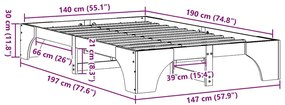 Cama de Madeira de Pinho Maciça 140x190 cm da