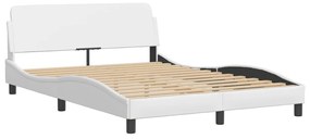 Estrutura cama c/ cabeceira 140x200 cm couro artificial branco