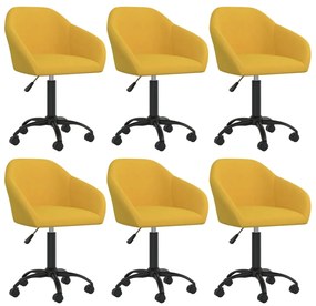 Cadeiras de jantar giratórias 6 pcs veludo amarelo
