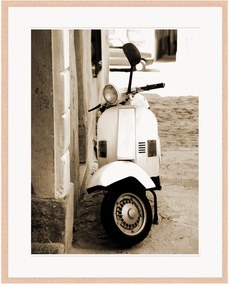 Impressão digital emoldurada Retro Scooter