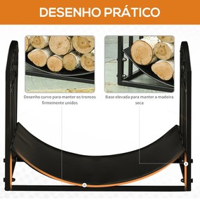 Outsunny Suporte para Lenha Estante para Lenha Lenheiro de Metal com P