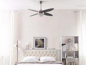 Ventoinha de teto prateada e cinzenta com luz LED ZARQA Beliani