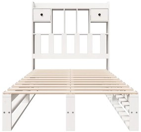 Cama com estante sem colchão 75x190 cm pinho maciço branco