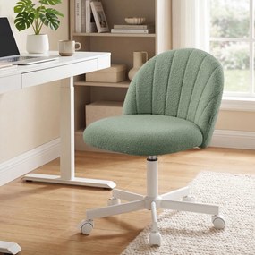 Cadeira de toucador ou cadeira de escritório, revestimento em tecido Teddy Fleece verde
