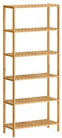 Estante de bambu com 6 prateleiras ajustáveis 26 x 60 x 160,9 cm Bege natural