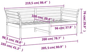 Sofá-cama 100x200 cm madeira de pinho maciça castanho cera