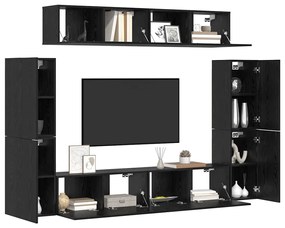 Conjunto de móvel de TV 8 pcs Carvalho Preto 80 x 30 x 30.5 cm