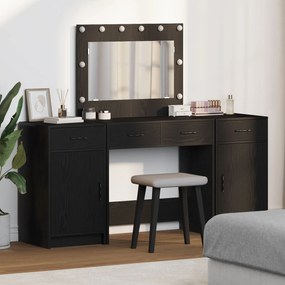 Conjunto de Maquiagem de 3 Peças vidaXL com LED Preto em Madeira Sinté