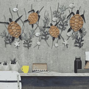 PAINEL DE PAREDE DE FERRO TARTARUGA 132,7X5,7X69,9 CM MULTICOLORIDO