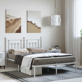 Estrutura de cama com cabeceira 150x200 cm metal branco