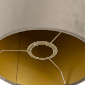 Abajur de veludo Taupe 20/20/20 com interior dourado