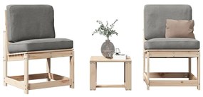 vidaXL 3 pcs conjunto lounge de jardim madeira de pinho maciça