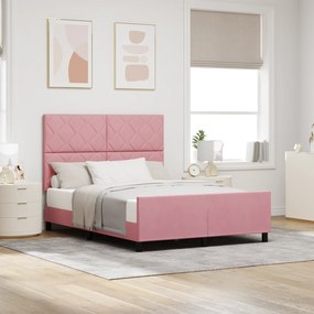 Cama vidaXL Rosa 160x200 cm Veludo