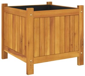 Vaso/floreira de jardim com forro 42x42x40 cm acácia maciça