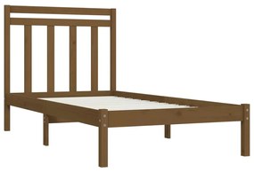 Estrutura de cama 100x200 cm madeira maciça castanho mel