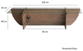TV Stand Lily – Walnut – 158 cm x 40 cm x 35 cm