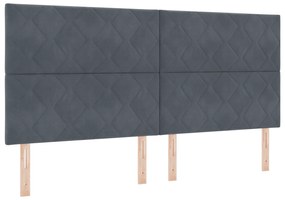 Cama Box Spring com Colchão &amp; Banco Cinza Escuro 200x200 cm Veludo