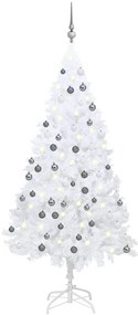 3077713 vidaXL Árvore Natal artificial pré-iluminada c/ bolas PVC branco