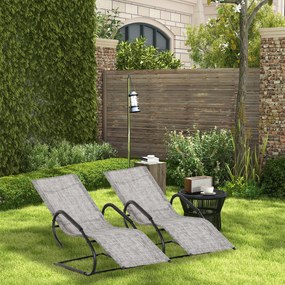 Outsunny Conjunto de 2 Espreguiçadeiras de Jardim Ergonómicas com Apoi