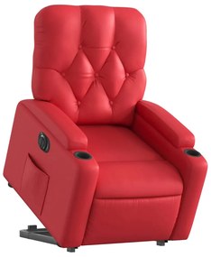Poltrona reclinável elevatória elétrica couro artif. vermelho