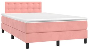 Cama boxspring com colchão 120x200 cm veludo rosa