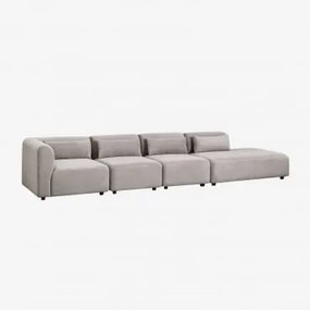 Sofá Modular De Canto Em 4 Peças Com Chaise Longue Direita Fogler Bombazina Cinzento Toupeira Claro - Sklum