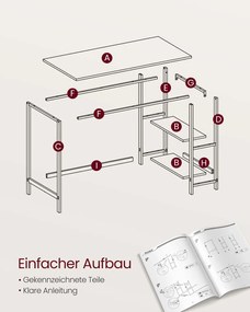 Secretária de escritório 100 x 50 x 76 cm bege natural-branco