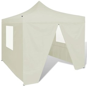 vidaXL Tenda dobrável 3 x 3 m creme com 4 paredes