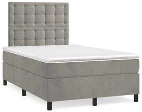 vidaXL Cama boxspring com colchão 120x190 cm veludo cinzento-claro