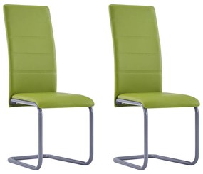 281693 vidaXL Cadeiras de jantar cantilever 2 pcs couro artificial verde