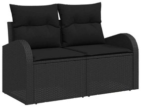 Conjunto de Sofá de Jardim 9 Peças com Almofadas Preto Polirattan