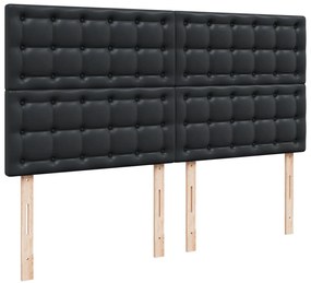 Cama com molas/colchão 200x200 cm couro artificial preto