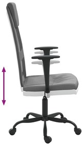 Cadeira de escritório tecido de malha e couro artificial cinza