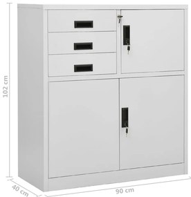 Armário de escritório 90x40x102 cm aço cinzento-claro
