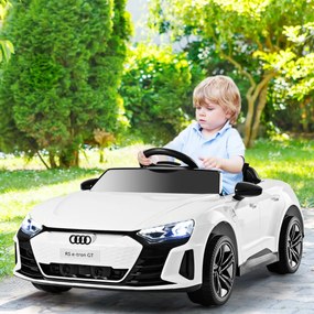 Carro elétrico para crianças Audi RS E-tron GT Licenciado 12V com controlo remoto e luzes LED 104 x 58 x 41 cm Branco