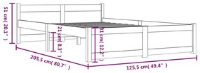 Estrutura de cama 120x200 cm madeira maciça branco