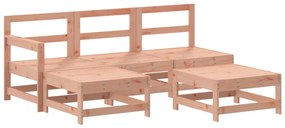 5 pcs conj. lounge jardim com almofadões madeira douglas maciça