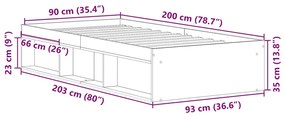 Estrutura de cama 90x200 cm preto