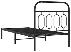 Estrutura de cama com cabeceira 90x200 cm metal preto