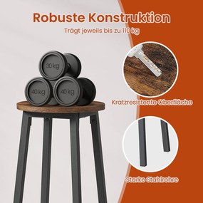 Conjunto de 2 Bancos de bar castanhos-pretos