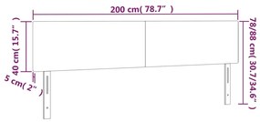 Cabeceira cama c/ LED couro artificial 200x5x78/88cm cappuccino