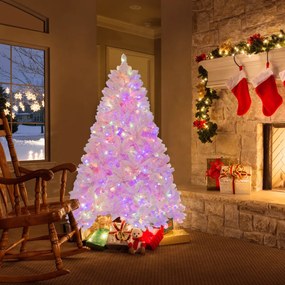 Árvore de Natal articulada rosa de 185 cm 808 postes de perna em PVC 350 luzes LED e 8 modos de iluminação Rosa