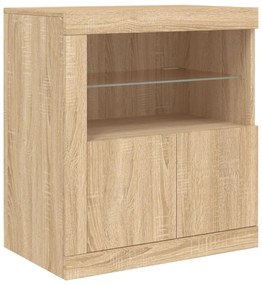 Aparador com luzes LED 202x37x67 cm carvalho sonoma